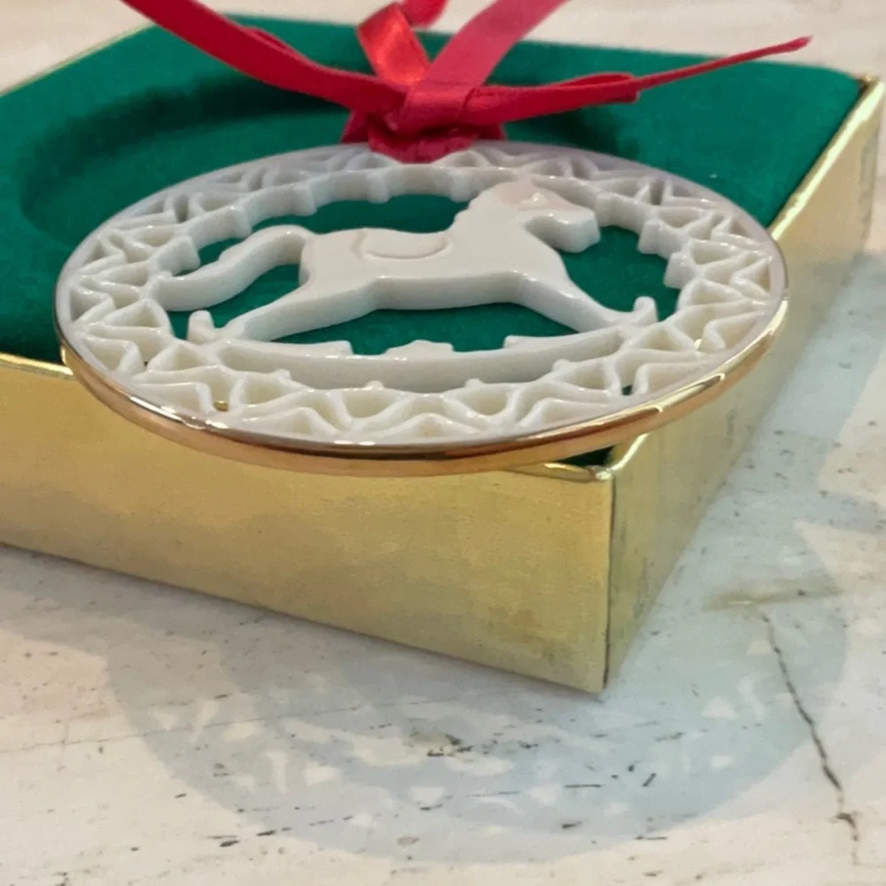 Lenox Rocking Horse 24K Gold Yuletide Christmas Ornament 24 Karat 1985 Vintage